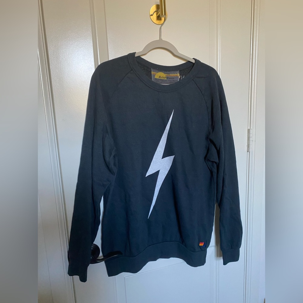 Aviator Nation Bolt crew sweatshirt XXL charcoal NWT